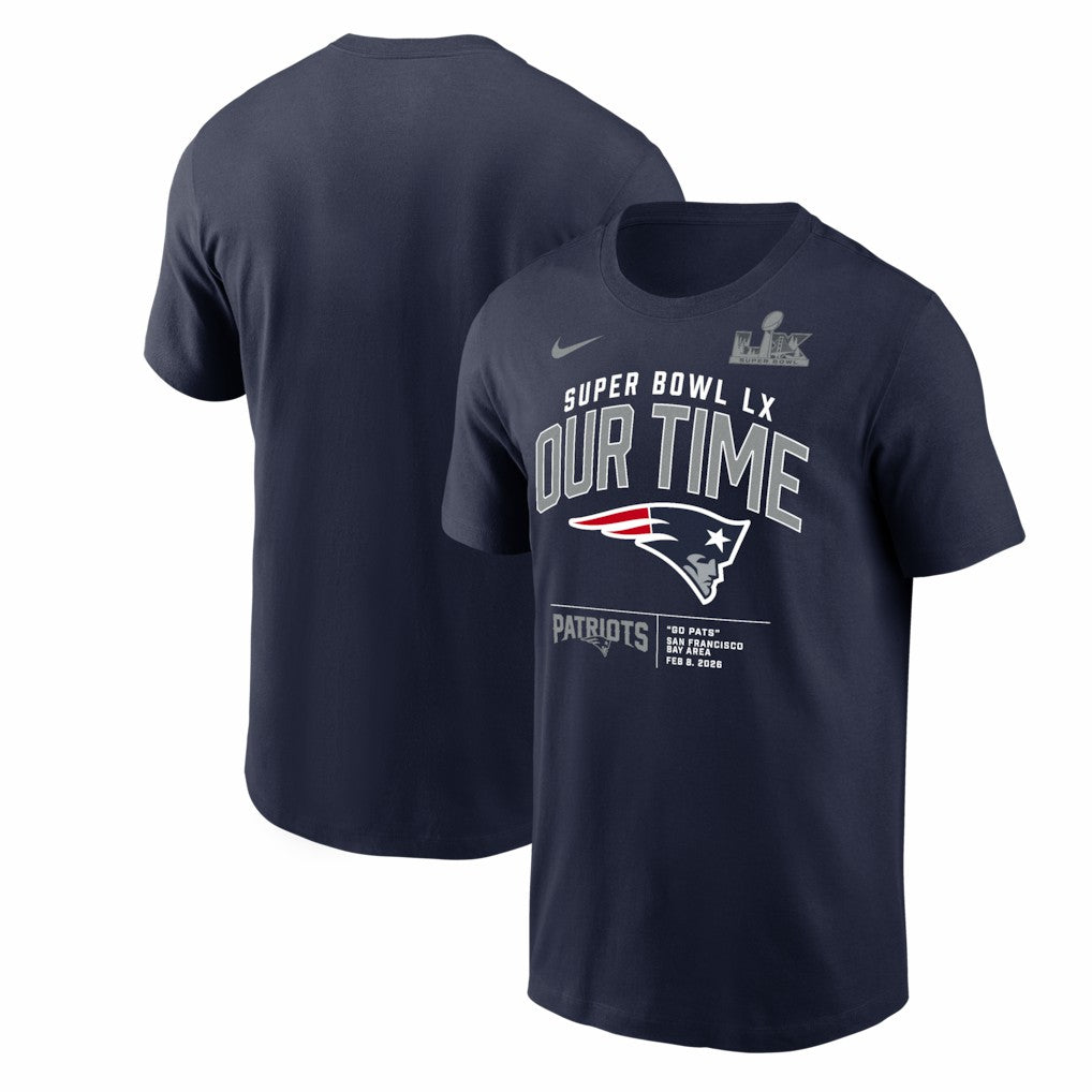 New England Patriots Super Bowl LX Clear Sign T-Shirt - Navy - Nike