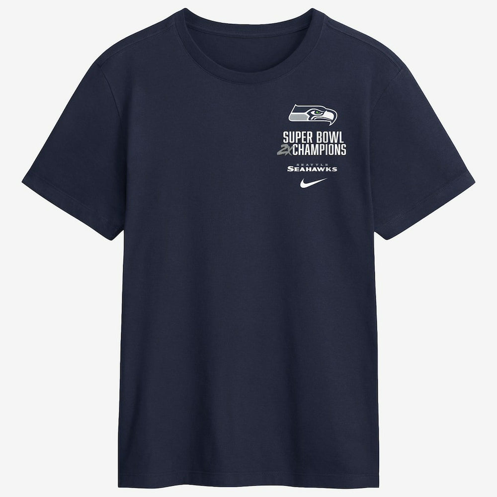 Seattle Seahawks Two-Time Super Bowl Champions Downtown Ring Club T-Shirt - College Navy - Nike