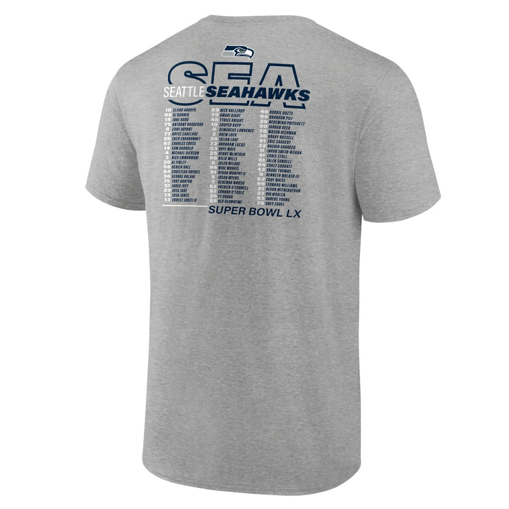 Seattle Seahawks Super Bowl LX Roster T-Shirt - Heather Gray - Fanatics