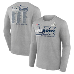 New England Patriots Super Bowl LX Roster Long Sleeve T-Shirt - Heather Gray - Fanatics
