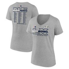 New England Patriots Women's Super Bowl LX Roster V-Neck T-Shirt - Heather Gray - Fanatics
