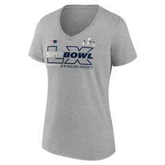 New England Patriots Women's Super Bowl LX Roster V-Neck T-Shirt - Heather Gray - Fanatics