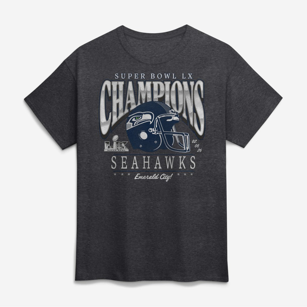 Seattle Seahawks Super Bowl LX Champions Prestigious Run T-Shirt - Heather Charcoal - Fanatics