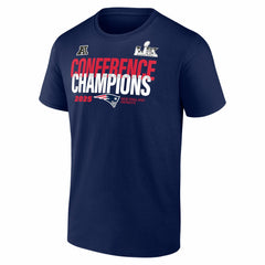 New England Patriots 2025 AFC Champions Right Side Draw T-Shirt - Navy - Fanatics