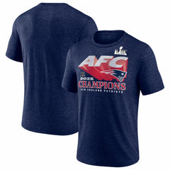 New England Patriots 2025 AFC Champions Quick Pass Tri-Blend T-Shirt - Heather Navy - Fanatics