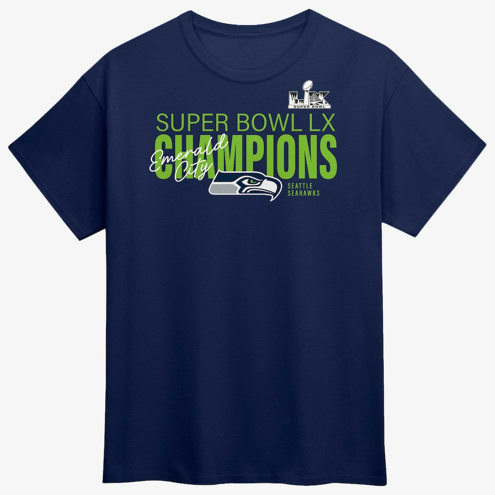 Seattle Seahawks Super Bowl LX Champions Autograph Signing Roster T-Shirt - College Navy - Fanatics