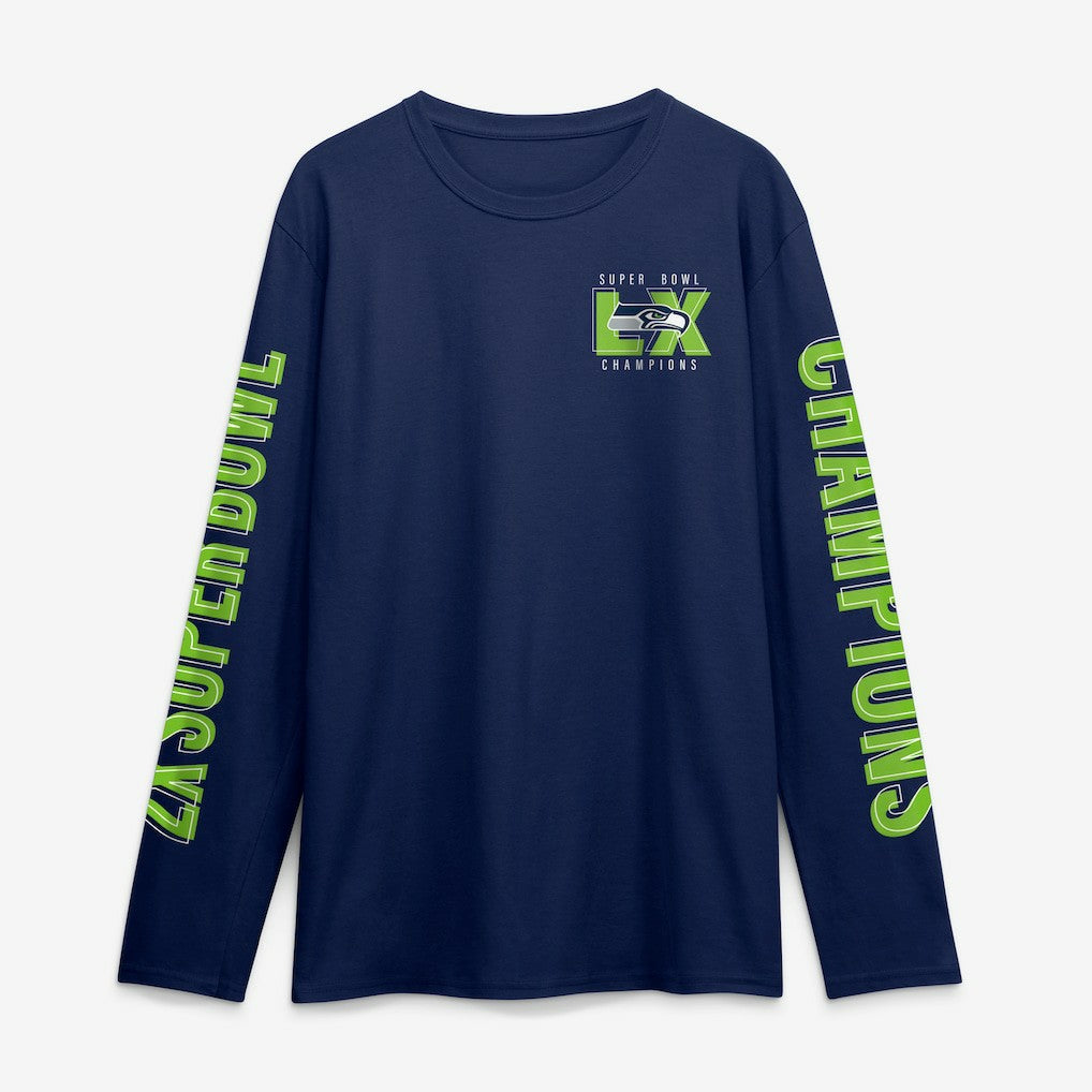 Seattle Seahawks Super Bowl LX Champions Own The Moments Long Sleeve T-Shirt - College Navy - Fanatics