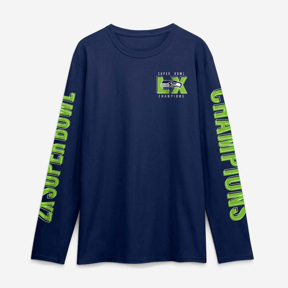 Seattle Seahawks Super Bowl LX Champions Own The Moments Long Sleeve T-Shirt - College Navy - Fanatics