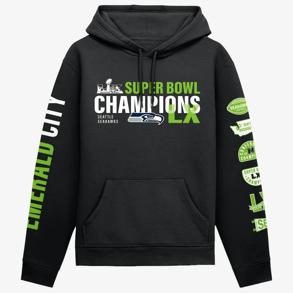 Seattle Seahawks Super Bowl LX Champions Four-Piece Hoodie - Black - Fanatics