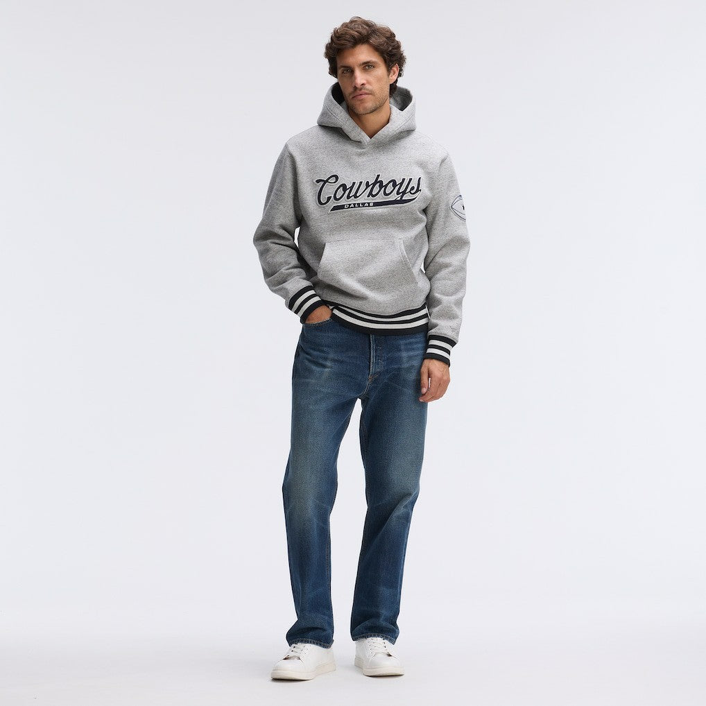 Dallas Cowboys IconicFleece Tipped Hoodie - Heather Gray - Fanatics