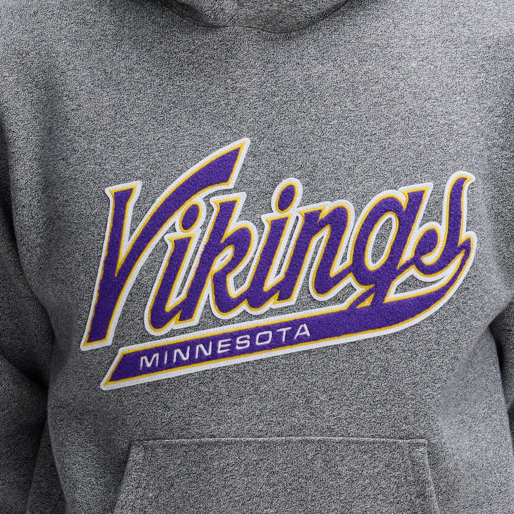 Minnesota Vikings IconicFleece Tipped Hoodie - Athletic Heather Gray - Fanatics