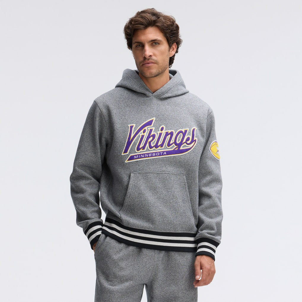 Minnesota Vikings IconicFleece Tipped Hoodie - Athletic Heather Gray - Fanatics