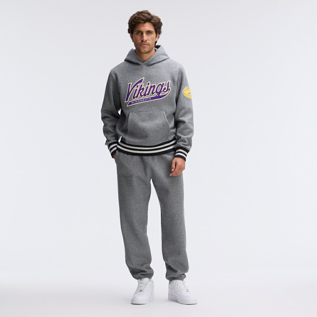 Minnesota Vikings IconicFleece Tipped Hoodie - Athletic Heather Gray - Fanatics
