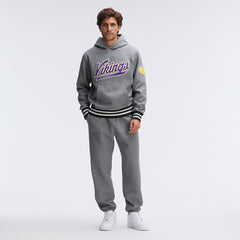 Minnesota Vikings IconicFleece Tipped Hoodie - Athletic Heather Gray - Fanatics