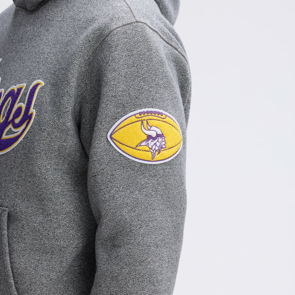 Minnesota Vikings IconicFleece Tipped Hoodie - Athletic Heather Gray - Fanatics