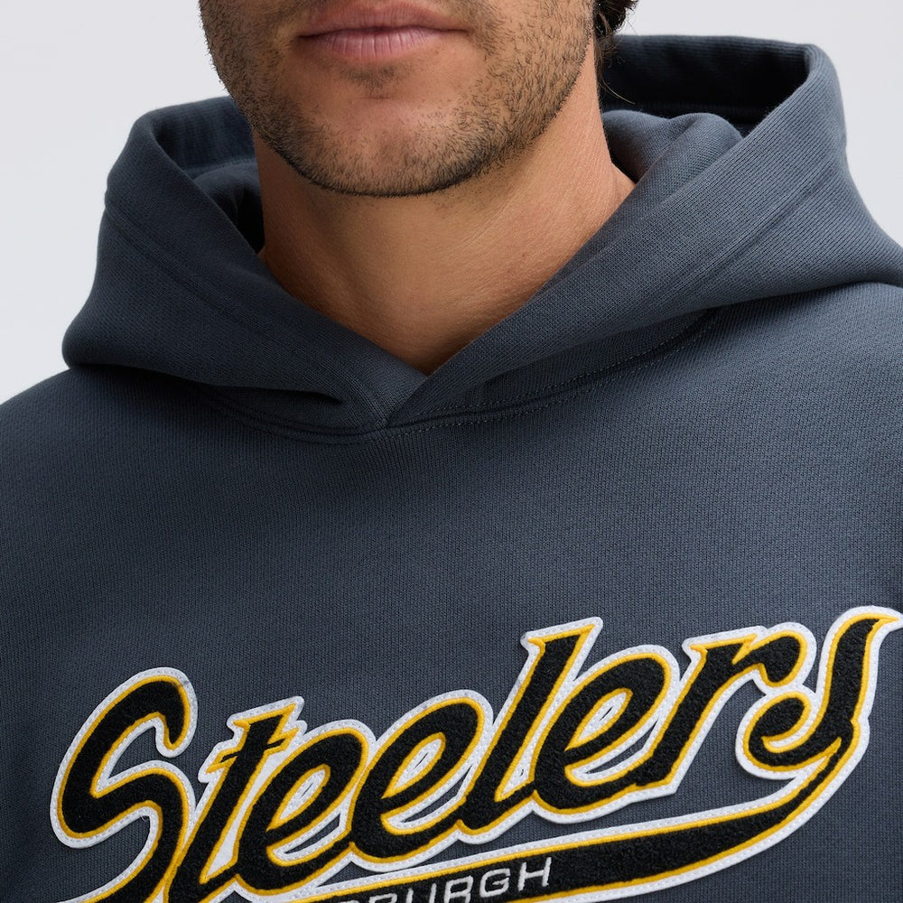 Pittsburgh Steelers IconicFleece Tipped Hoodie - Charcoal - Fanatics