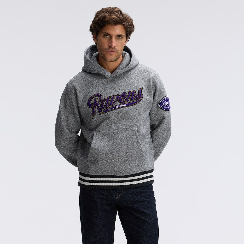 Baltimore Ravens IconicFleece Tipped Hoodie - Athletic Heather Gray - Fanatics