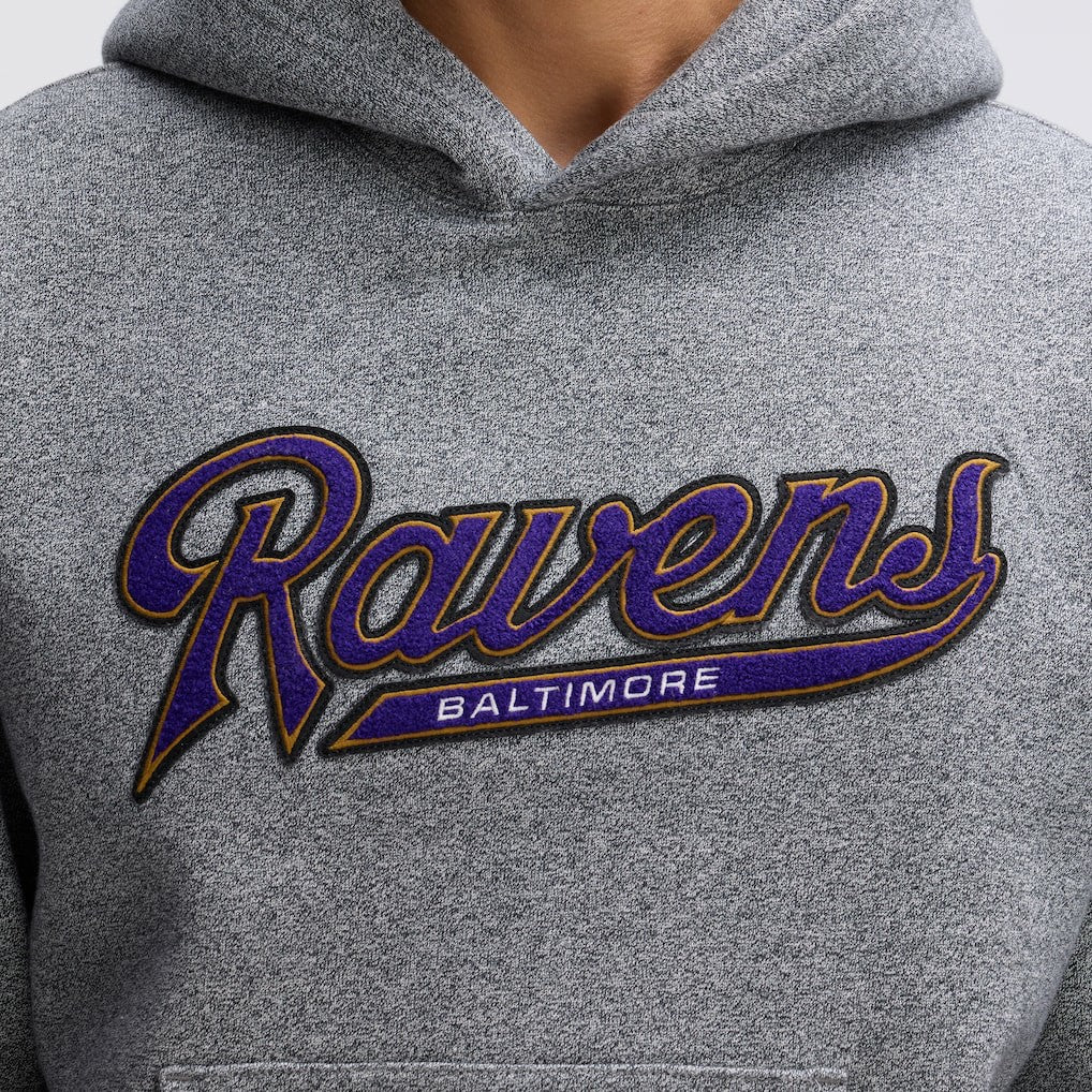 Baltimore Ravens IconicFleece Tipped Hoodie - Athletic Heather Gray - Fanatics