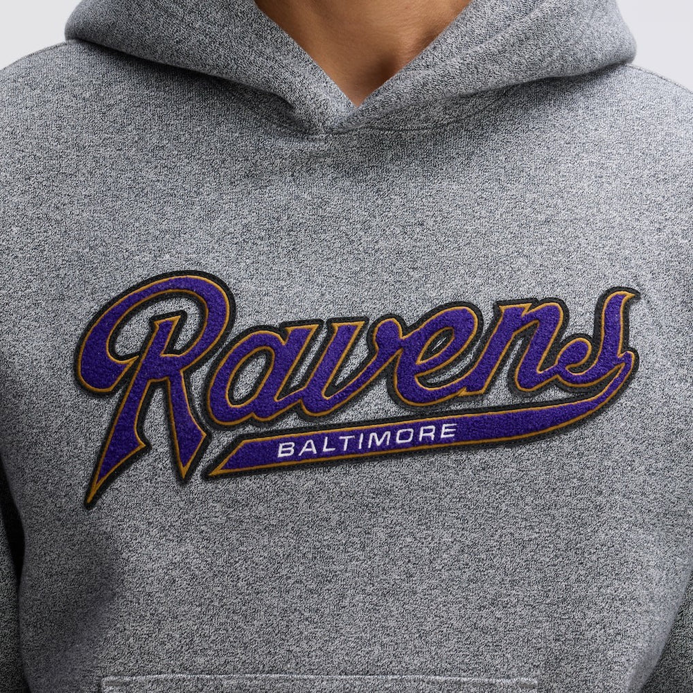 Baltimore Ravens IconicFleece Tipped Hoodie - Athletic Heather Gray - Fanatics