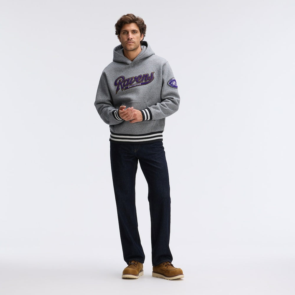 Baltimore Ravens IconicFleece Tipped Hoodie - Athletic Heather Gray - Fanatics