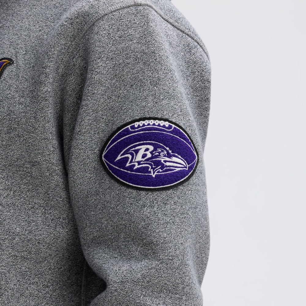Baltimore Ravens IconicFleece Tipped Hoodie - Athletic Heather Gray - Fanatics