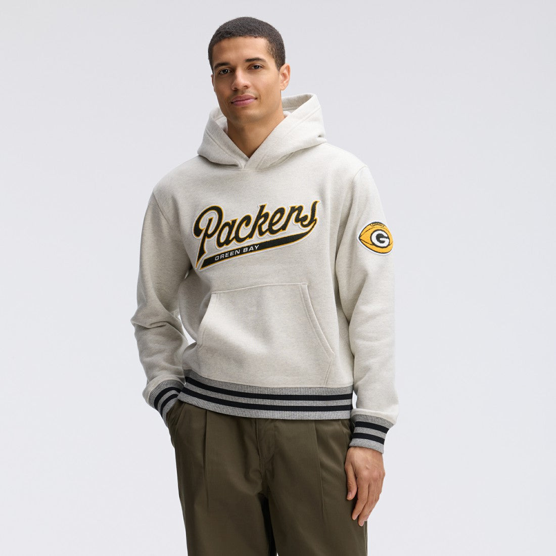 Green Bay Packers IconicFleece Tipped Hoodie - Oatmeal - Fanatics