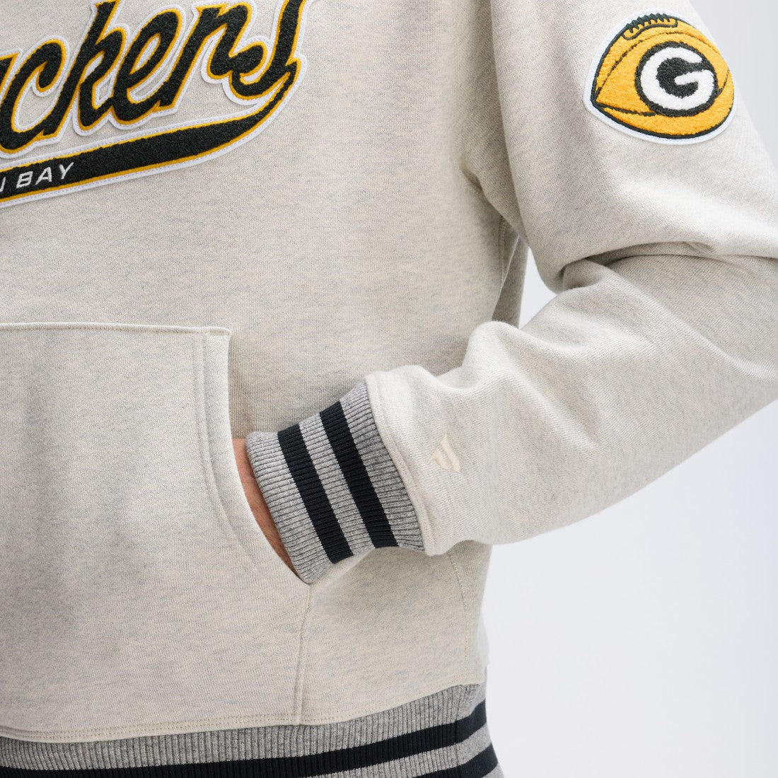 Green Bay Packers IconicFleece Tipped Hoodie - Oatmeal - Fanatics