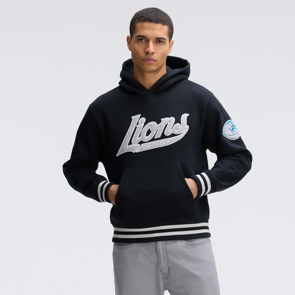 Detroit Lions IconicFleece Tipped Hoodie - Black - Fanatics