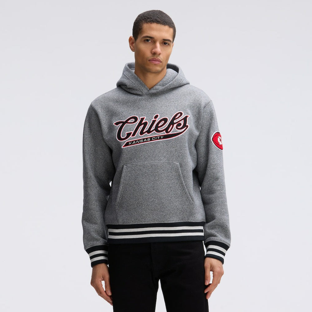 Kansas City Chiefs IconicFleece Tipped Hoodie - Athletic Heather Gray - Fanatics