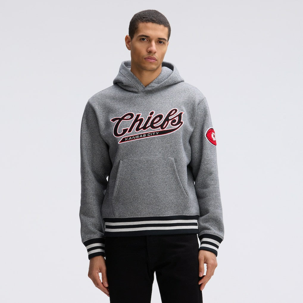 Kansas City Chiefs IconicFleece Tipped Hoodie - Athletic Heather Gray - Fanatics