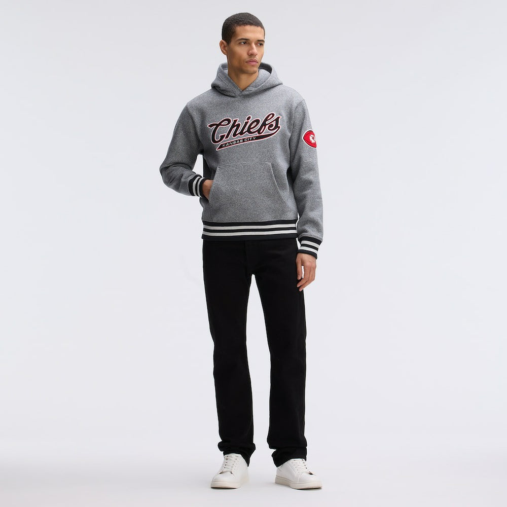 Kansas City Chiefs IconicFleece Tipped Hoodie - Athletic Heather Gray - Fanatics