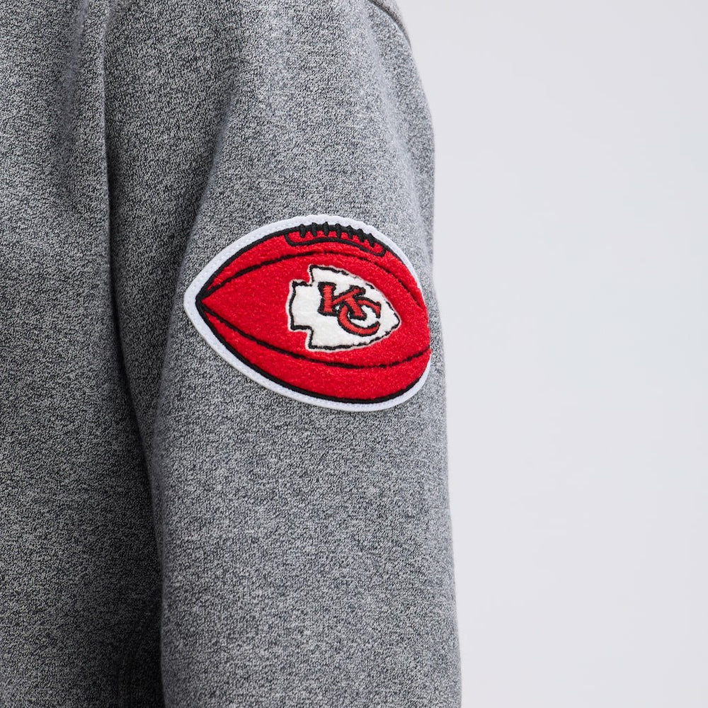 Kansas City Chiefs IconicFleece Tipped Hoodie - Athletic Heather Gray - Fanatics