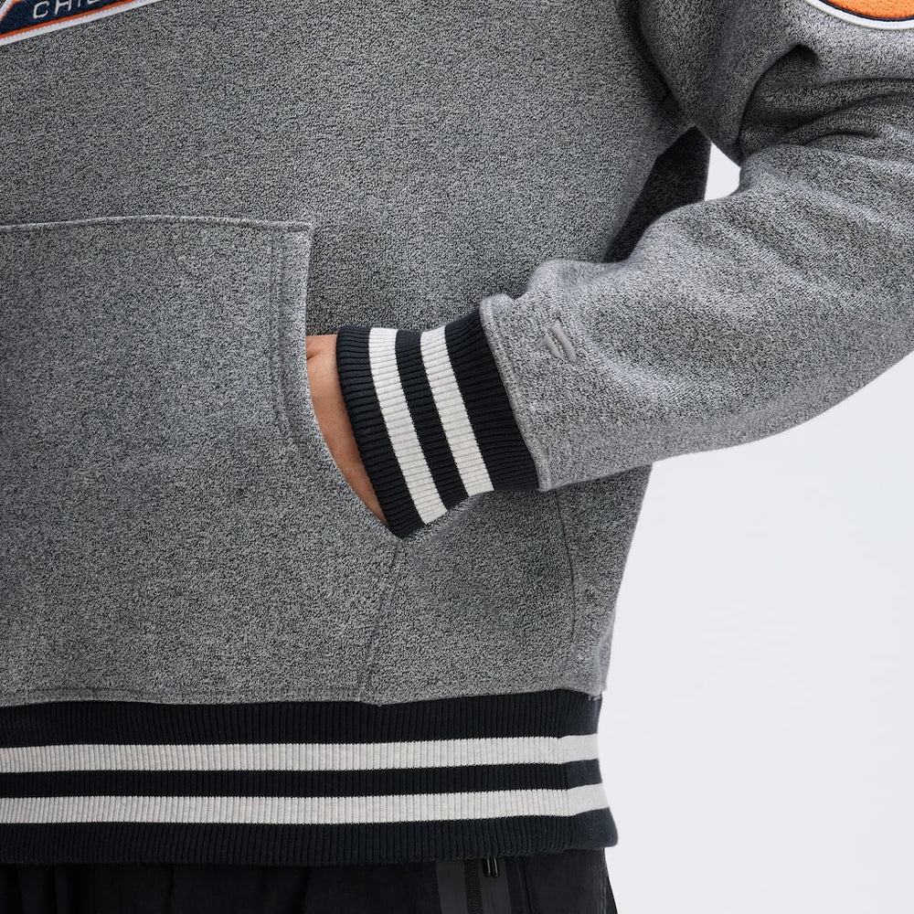 Chicago Bears IconicFleece Tipped Hoodie - Athletic Heather Gray - Fanatics