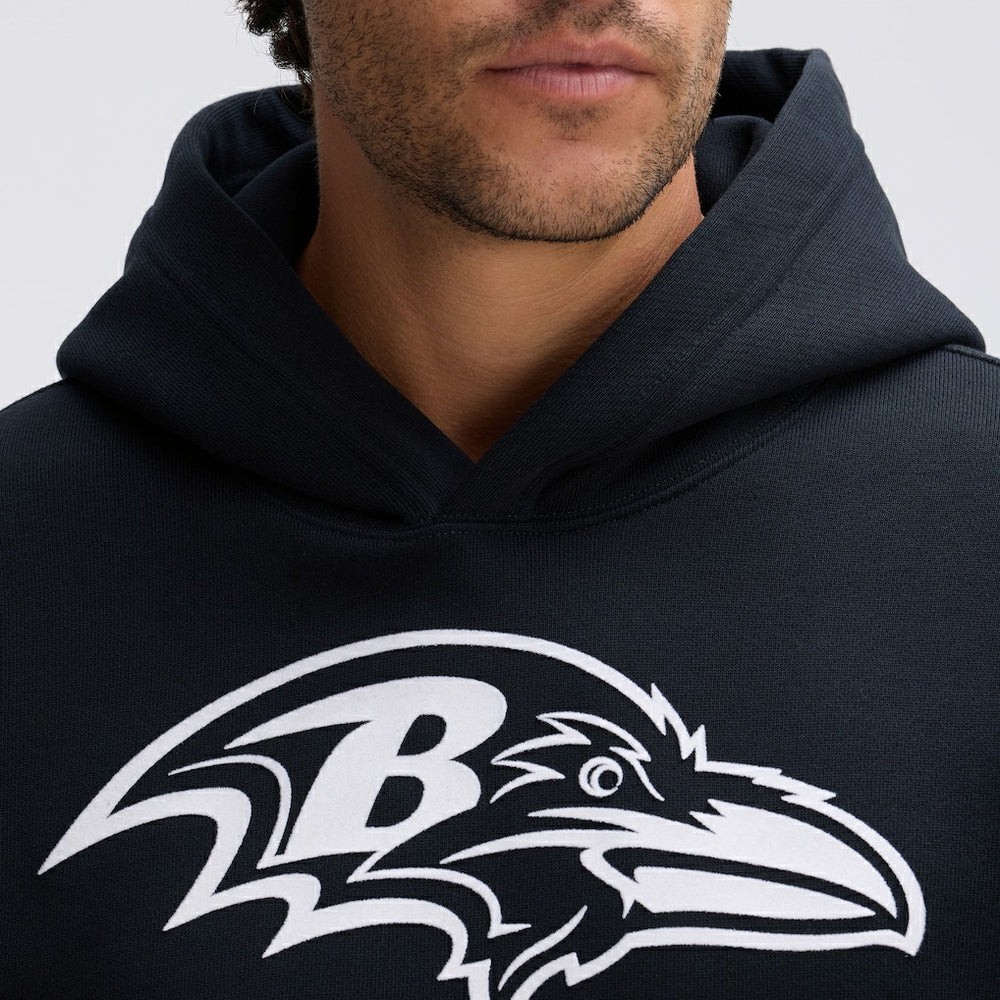 Baltimore Ravens IconicFleece Flocked Hoodie - Black - Fanatics