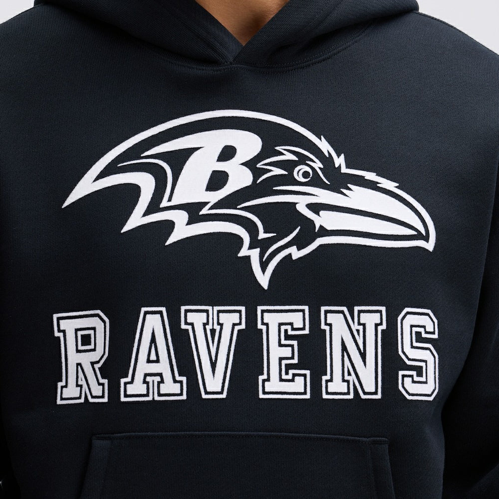 Baltimore Ravens IconicFleece Flocked Hoodie - Black - Fanatics