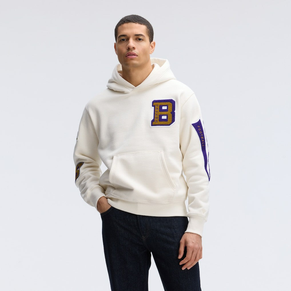Baltimore Ravens IconicFleece Letterman Hoodie - Oatmeal - Fanatics