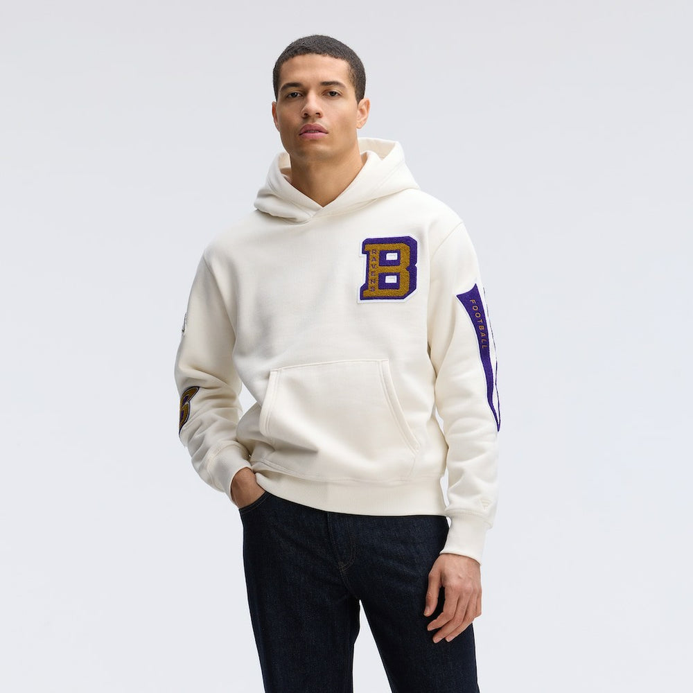 Baltimore Ravens IconicFleece Letterman Hoodie - Oatmeal - Fanatics