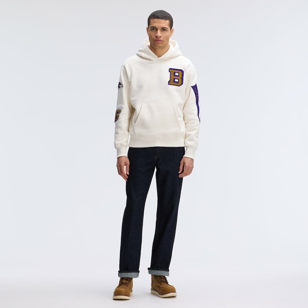 Baltimore Ravens IconicFleece Letterman Hoodie - Oatmeal - Fanatics