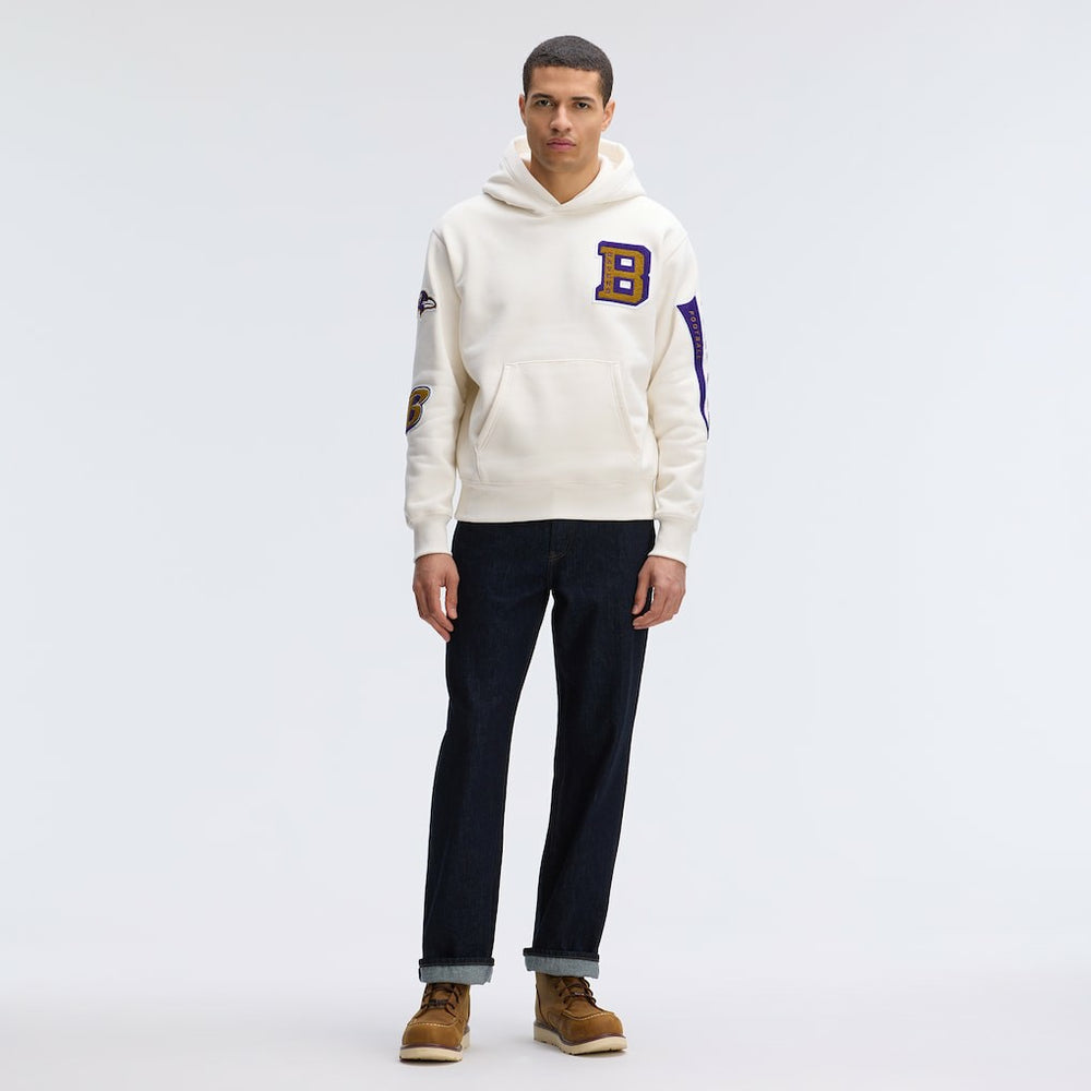 Baltimore Ravens IconicFleece Letterman Hoodie - Oatmeal - Fanatics