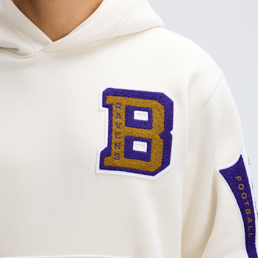 Baltimore Ravens IconicFleece Letterman Hoodie - Oatmeal - Fanatics