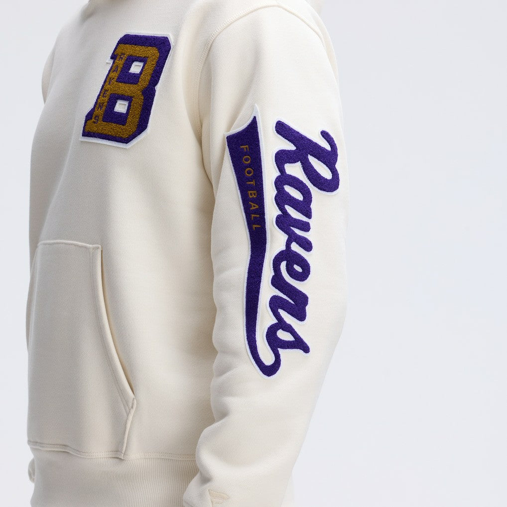 Baltimore Ravens IconicFleece Letterman Hoodie - Oatmeal - Fanatics
