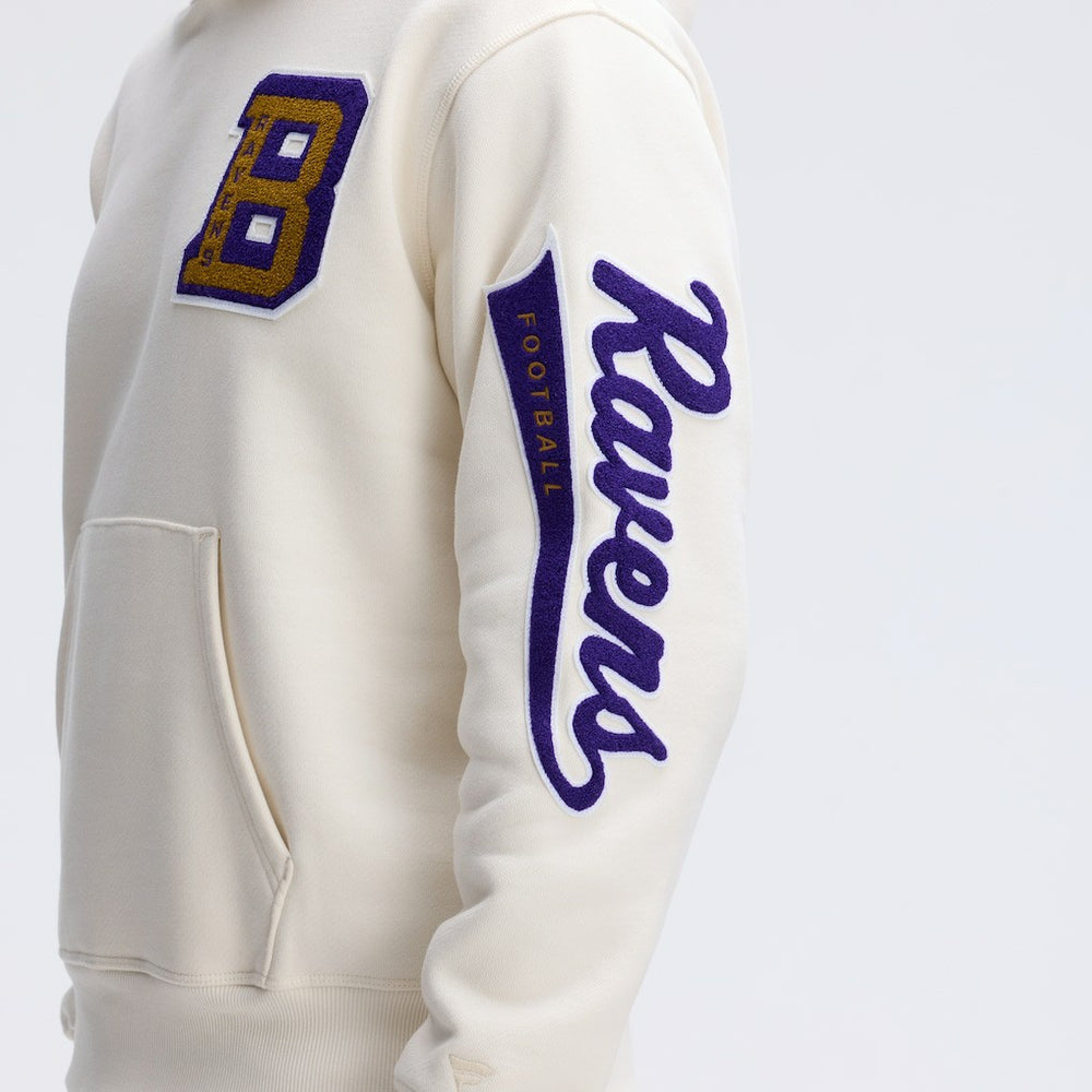 Baltimore Ravens IconicFleece Letterman Hoodie - Oatmeal - Fanatics