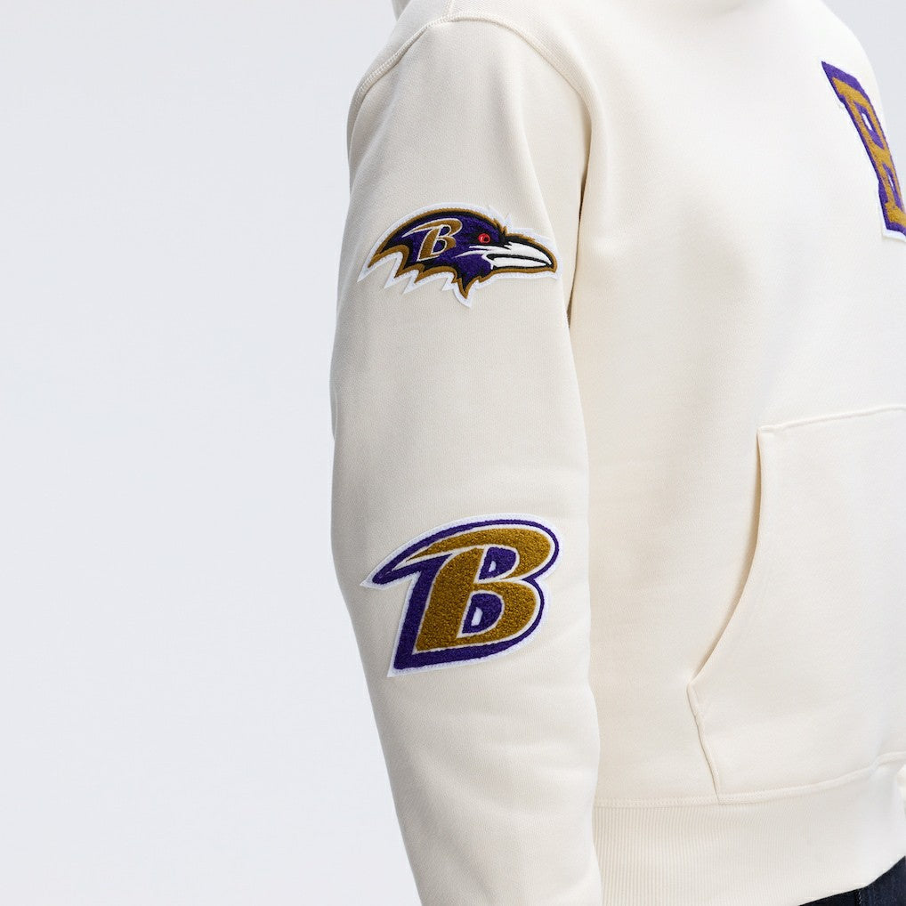 Baltimore Ravens IconicFleece Letterman Hoodie - Oatmeal - Fanatics
