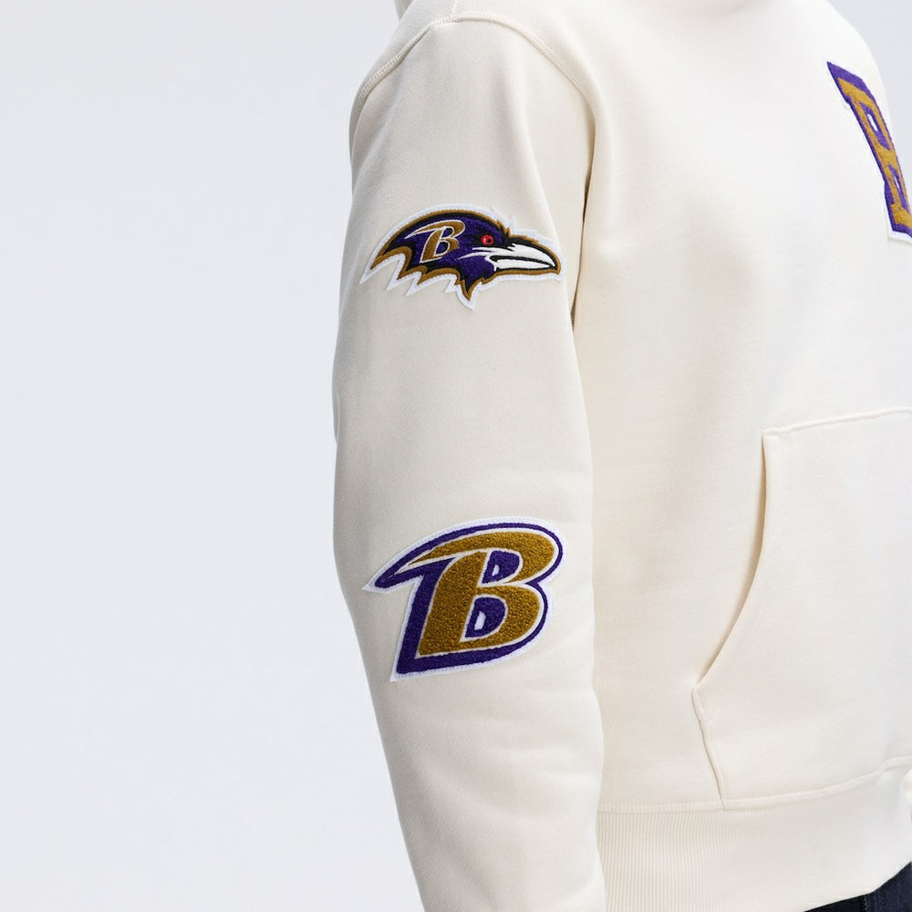 Baltimore Ravens IconicFleece Letterman Hoodie - Oatmeal - Fanatics