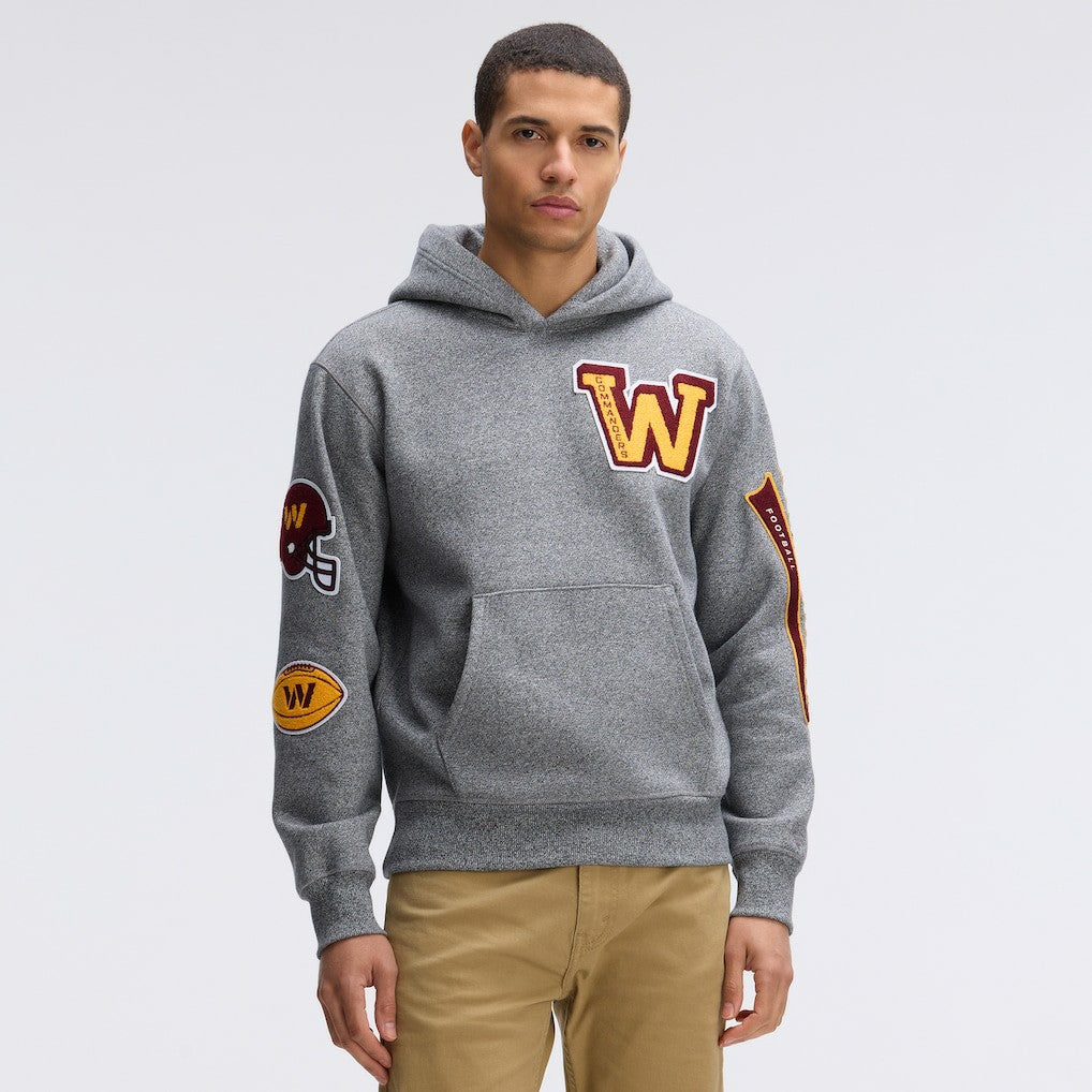 Washington Commanders IconicFleece Letterman Hoodie - Athletic Heather Gray - Fanatics