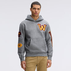 Washington Commanders IconicFleece Letterman Hoodie - Athletic Heather Gray - Fanatics