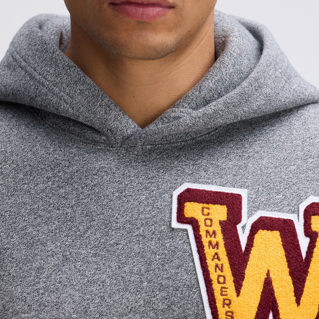 Washington Commanders IconicFleece Letterman Hoodie - Athletic Heather Gray - Fanatics
