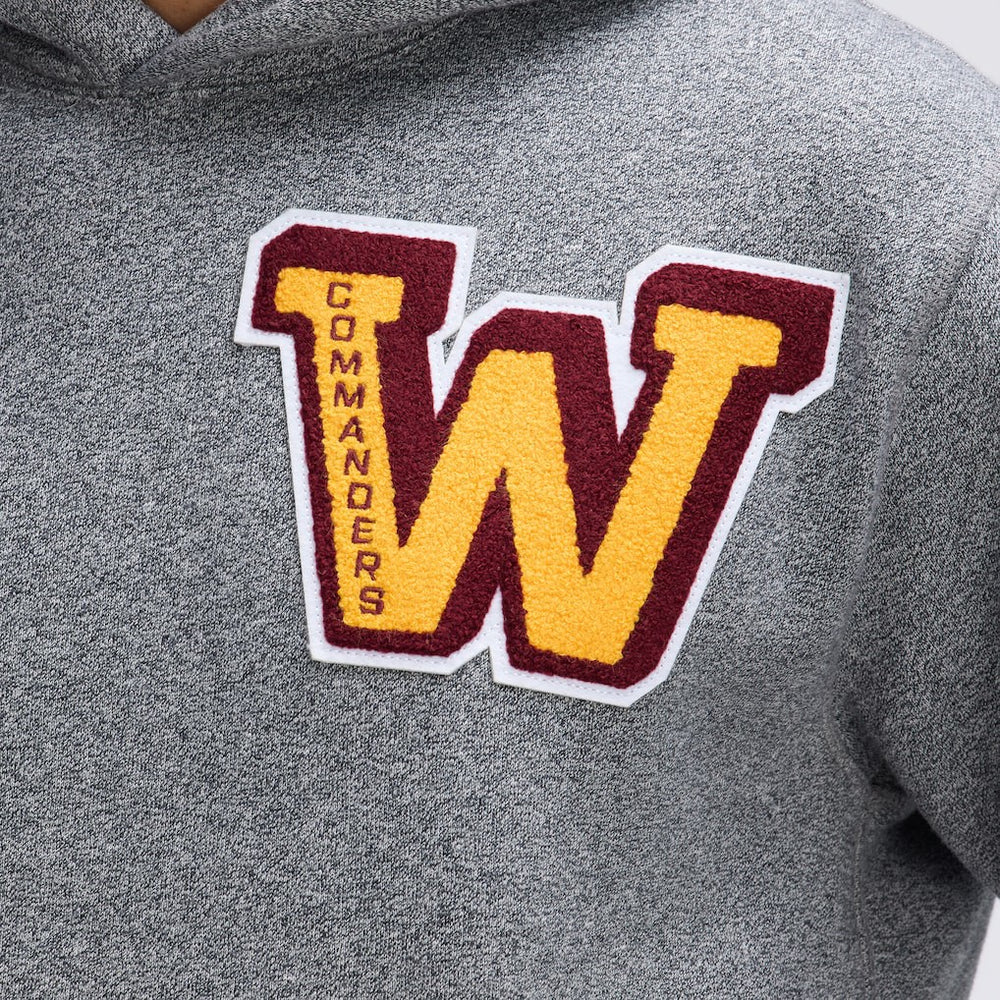 Washington Commanders IconicFleece Letterman Hoodie - Athletic Heather Gray - Fanatics