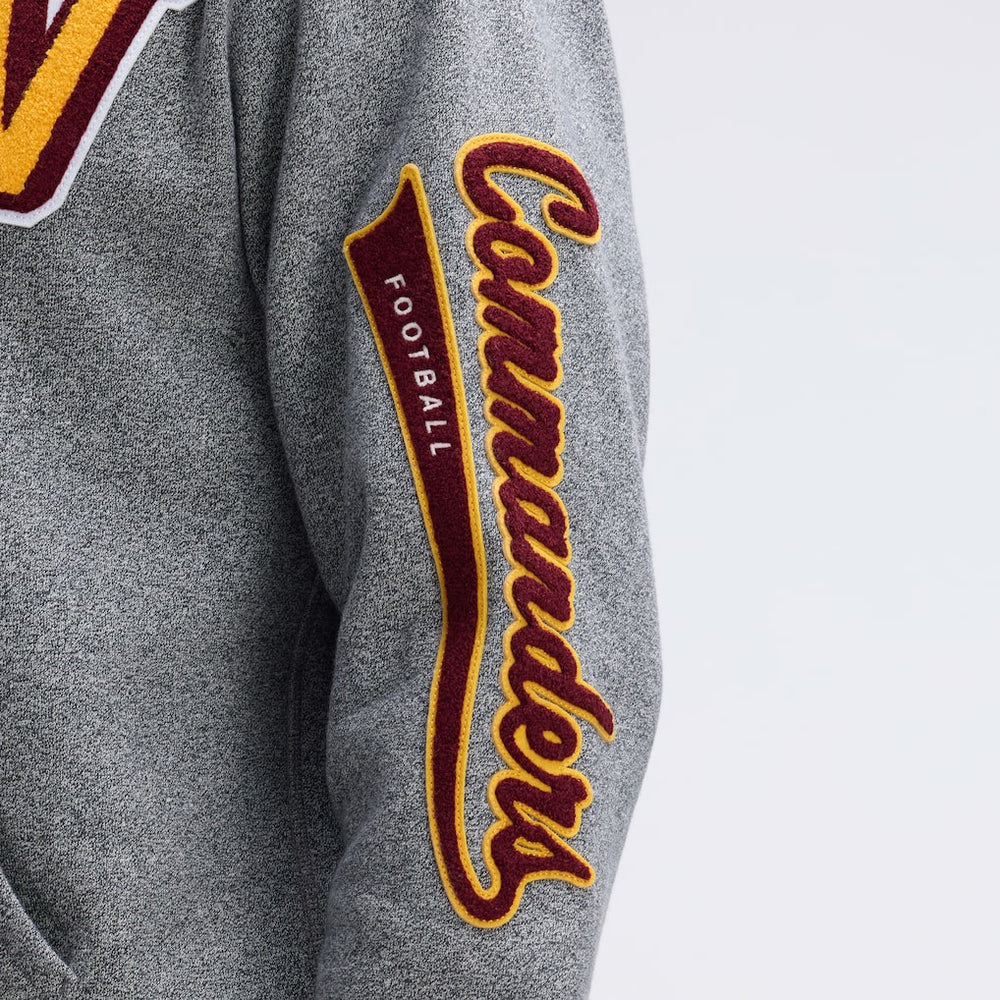 Washington Commanders IconicFleece Letterman Hoodie - Athletic Heather Gray - Fanatics