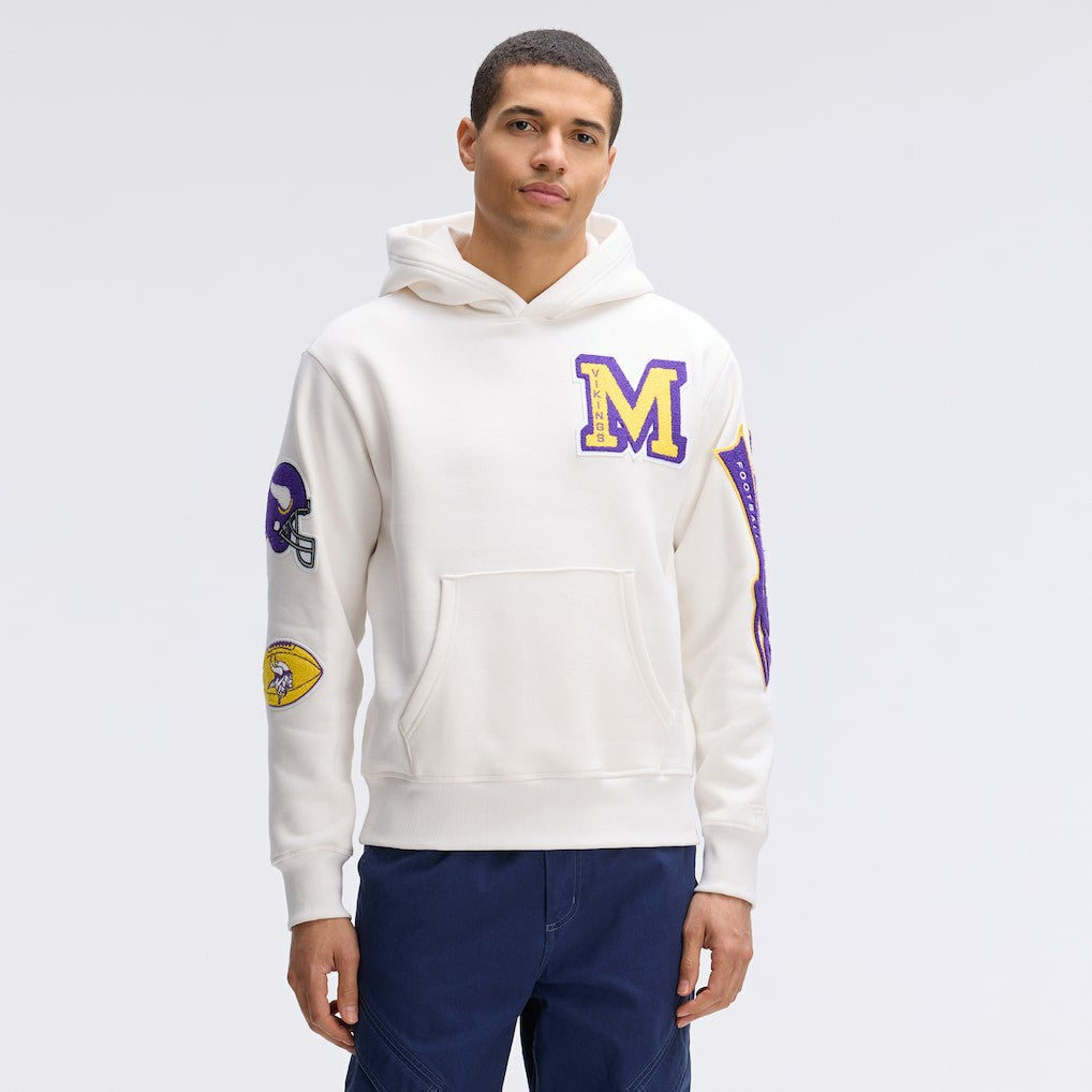 Minnesota Vikings IconicFleece Letterman Hoodie - Oatmeal - Fanatics